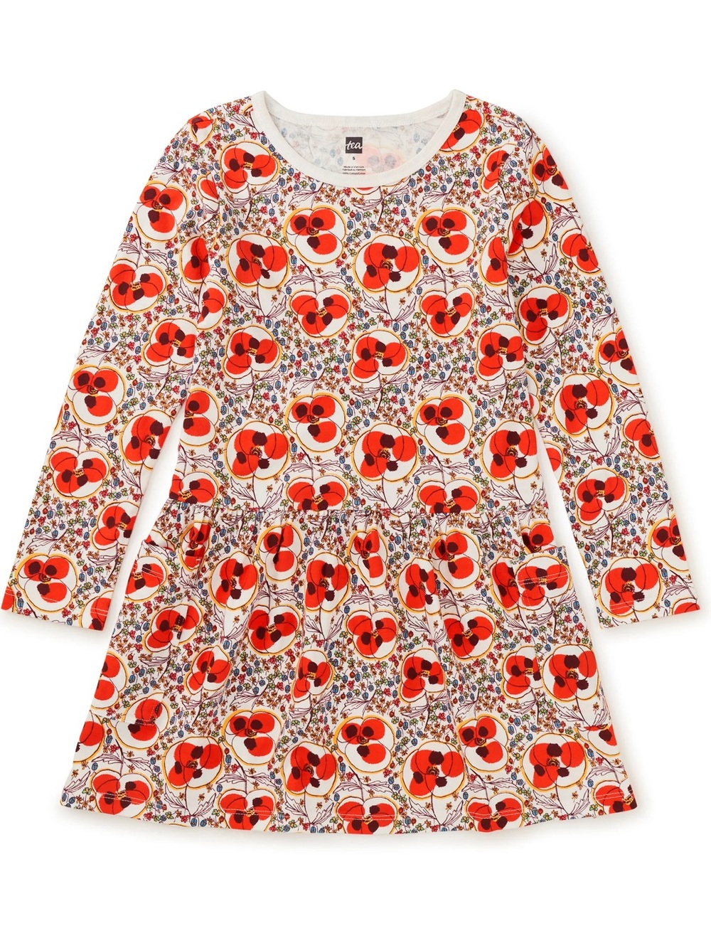 Tea Collection Turkish Tulip Poppy Dress Cotton Graphic AOP Pockets Girls Size 8
